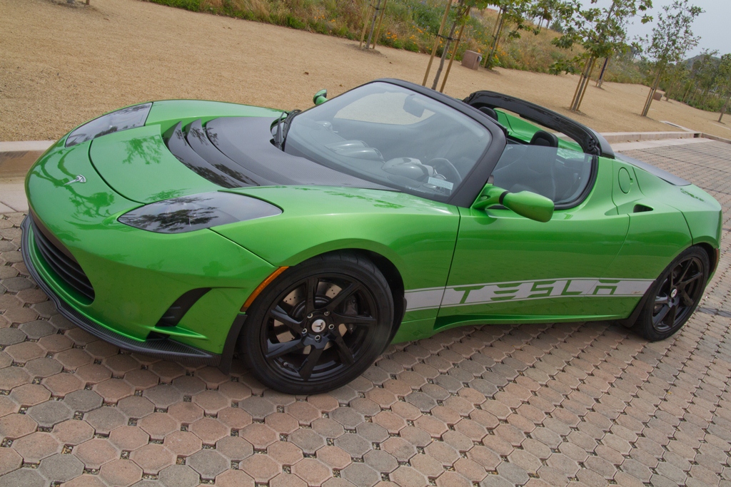 tesla roadster sport green